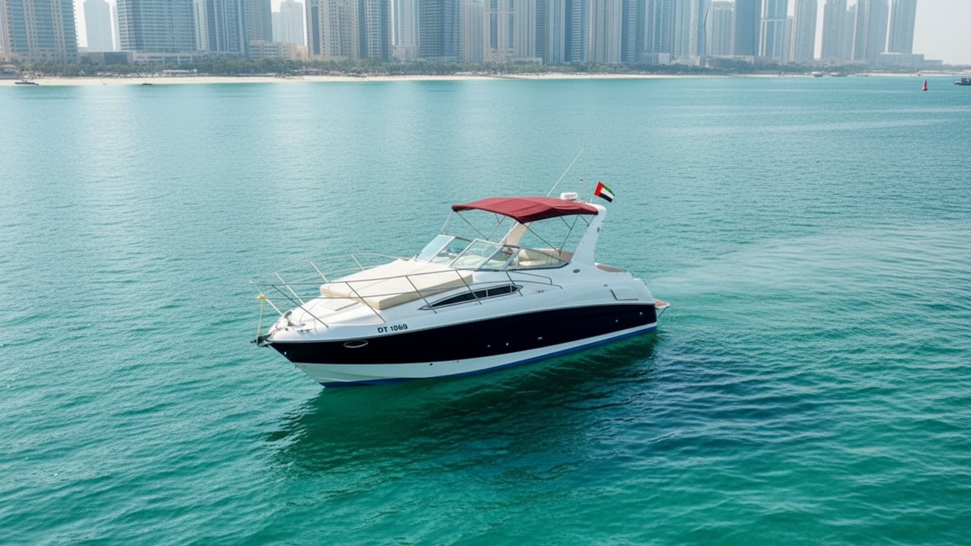 Aerial view of Marina Lightning 33 ft in Dubai