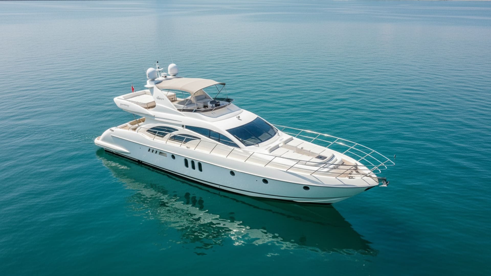 Aerial view of Moonlight Seeker 62 ft cruising Dubai
