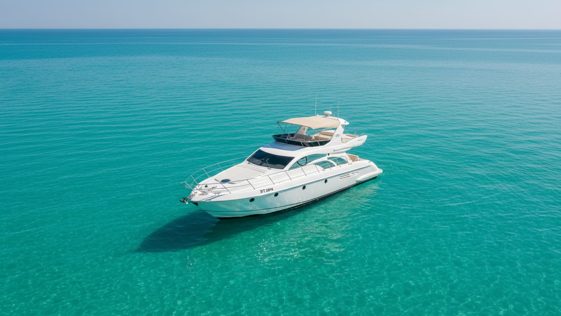 Golden Treasure 50 ft yacht from above, Dubai Marina
