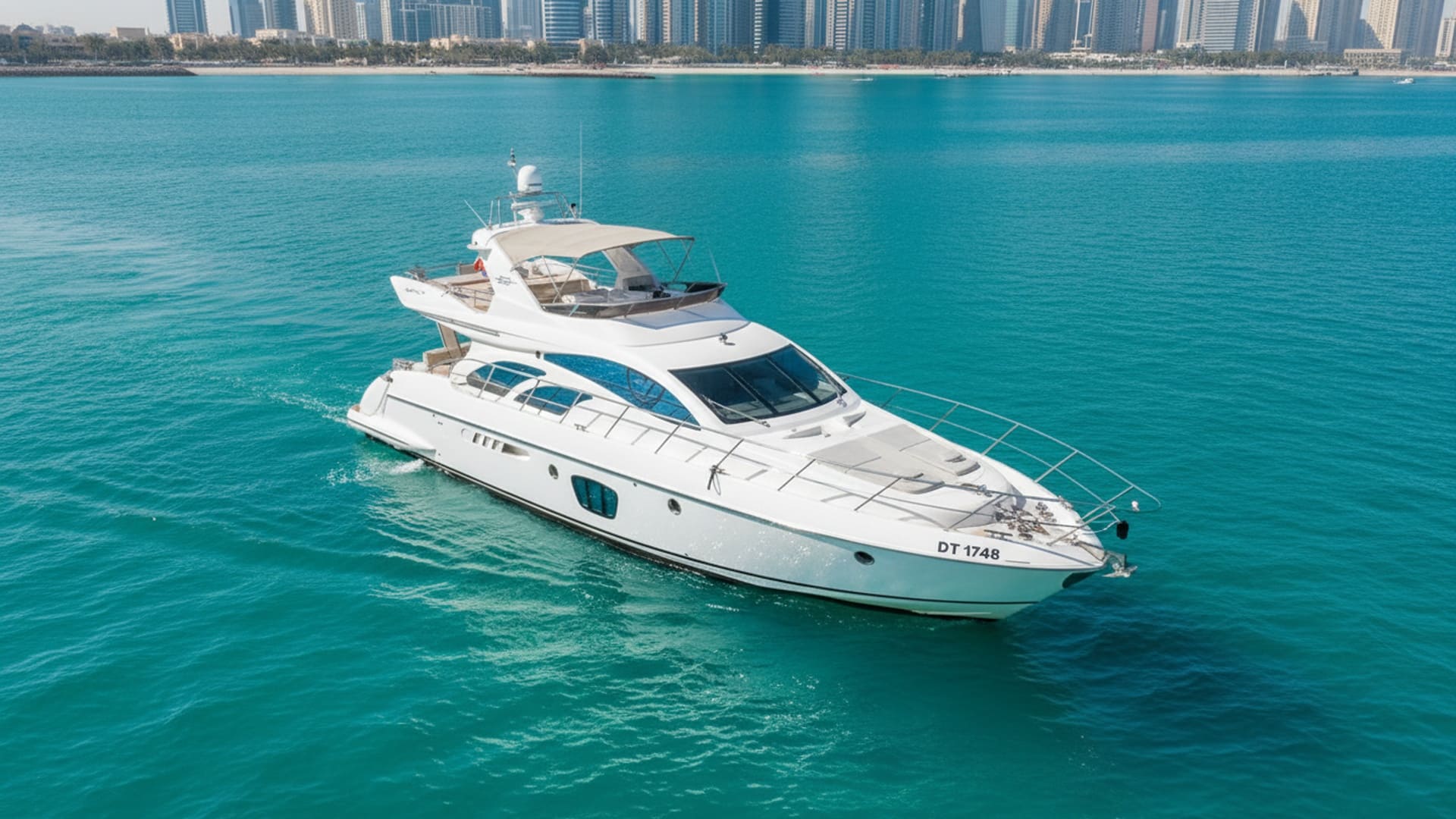 Sapphire Island 55 ft aerial view, Dubai Marina rental